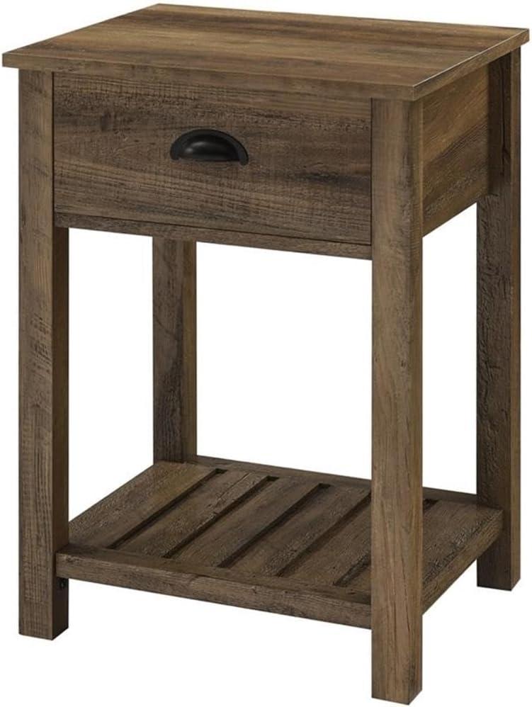 18" Country Single Drawer Bedroom Nightstand in Rustic Oak