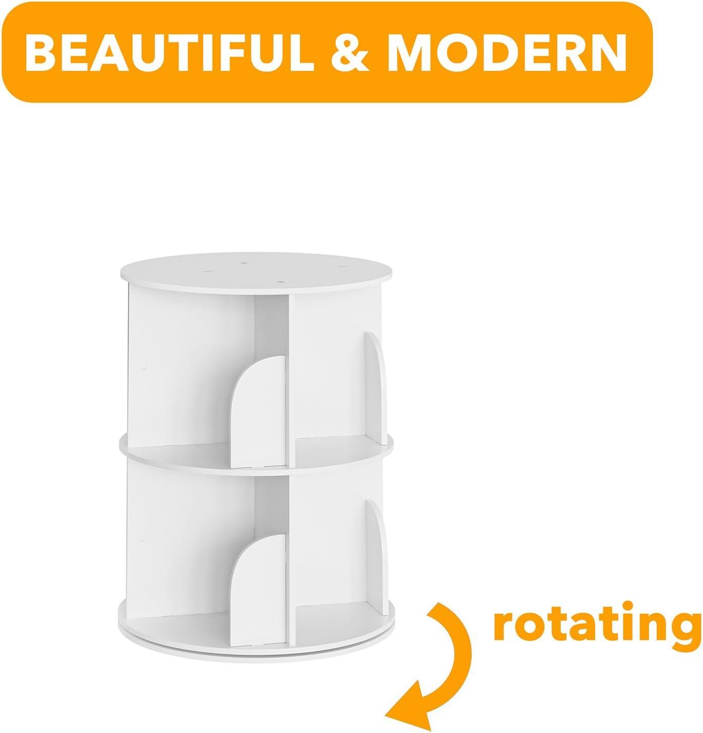 SpaceAid Rotating Bookshelf Tower, 360° Spinning Bookcase Lazy Susan, Revolving Round Carousel For Book Storage, Vertical Turning Spiral Corner Organizer