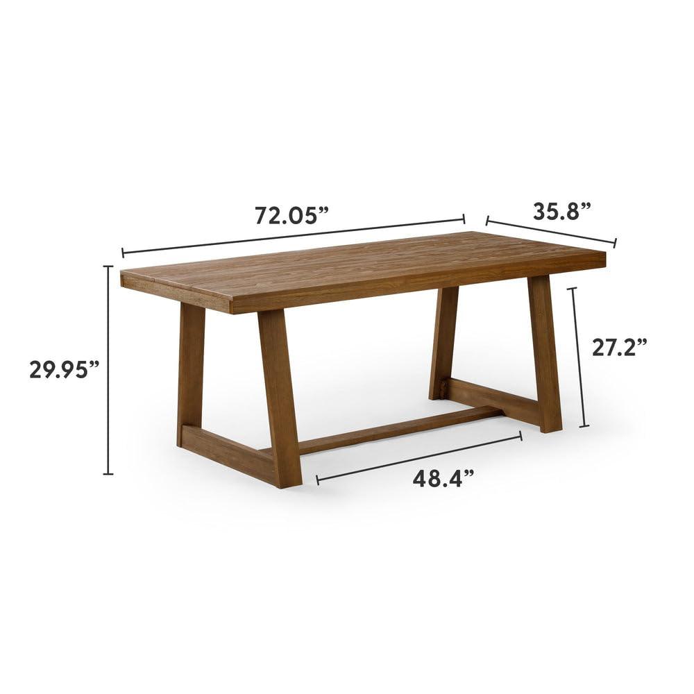 Pecan Wirebrush Solid Pine Wood Dining Table for Six