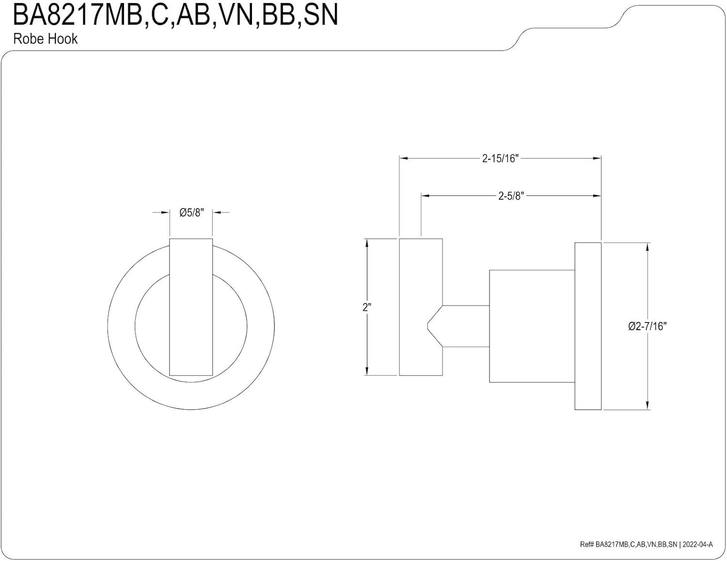 Satin Nickel Modern Wall-Mounted Robe Hook