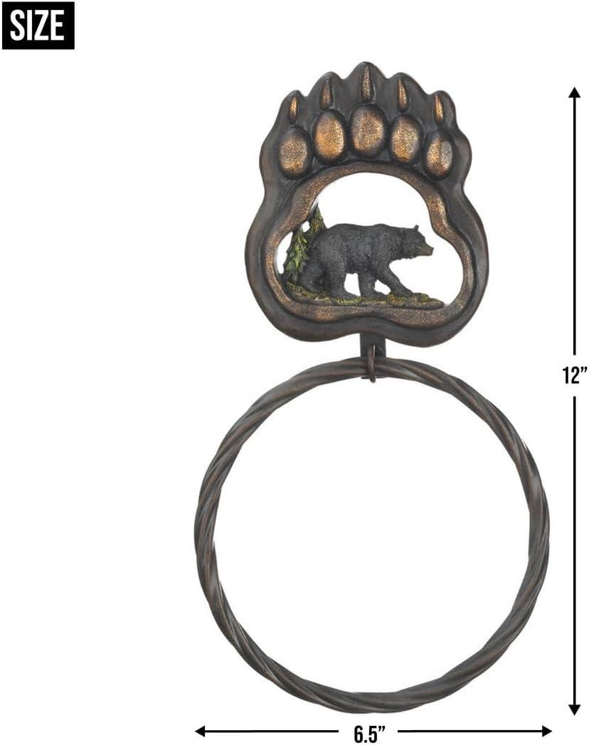 Rustic Brown Bear Paw Iron Wall Mounted Towel Ring