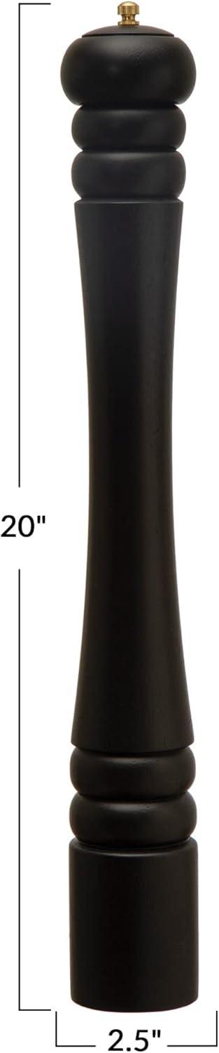 Modern Matte Black Wood Pepper Mill, 20-inch