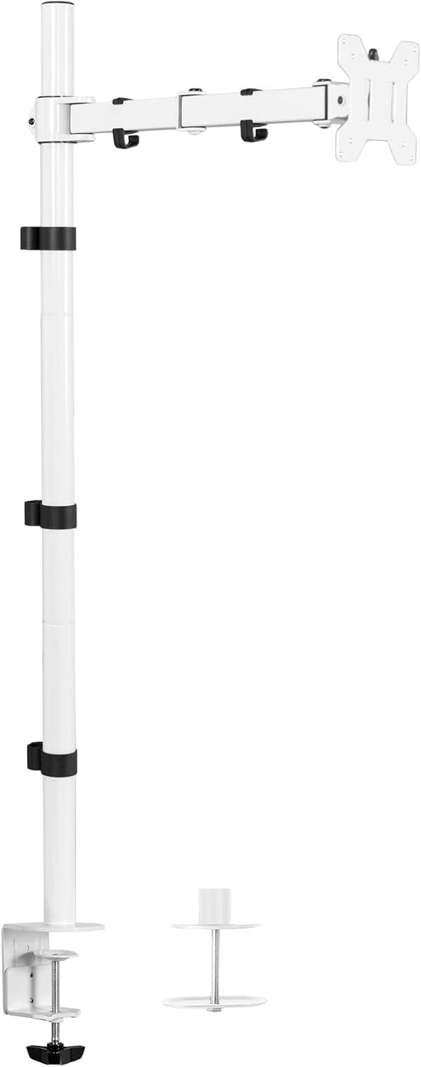 VIVO White Single Monitor Extra Tall Adjustable Mount, Fits 1 Screen up to 27"