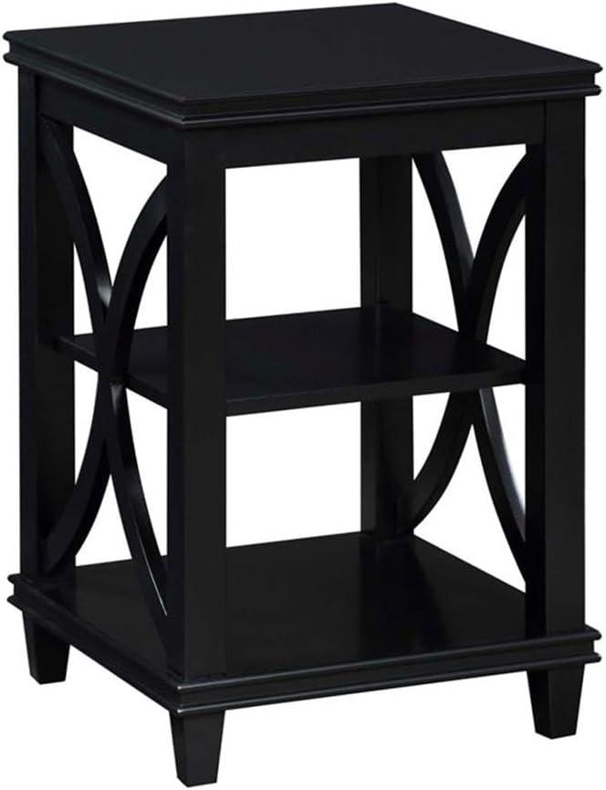 Elegant Florence Black Oak Veneer End Table with Shelves