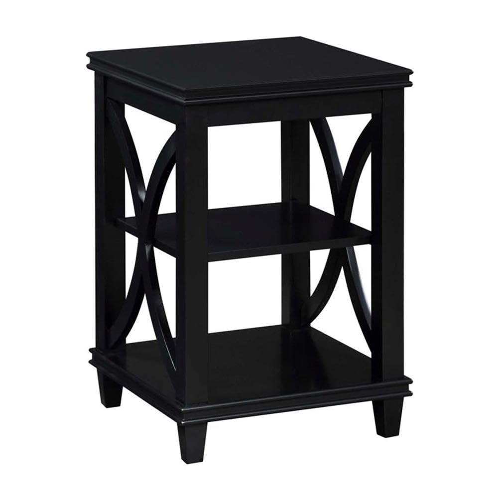 Elegant Florence Black Oak Veneer End Table with Shelves