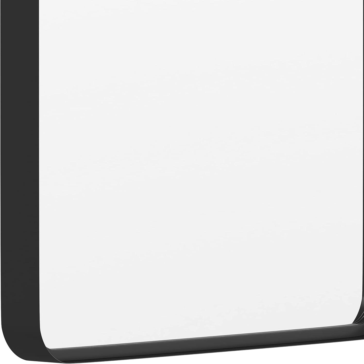 Matte Black Rectangular Wall Mirror with Rounded Corners