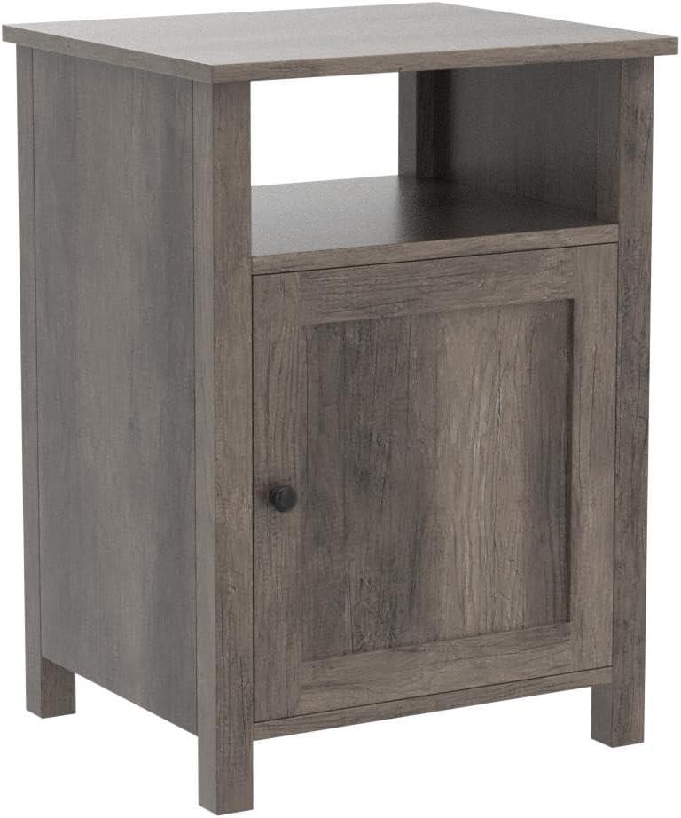 Craig Grooved Door End Table Set with Soft-Close Hinges in Rustic Oak