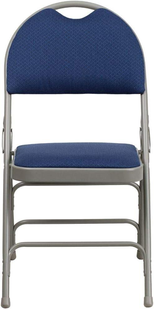 Flash Furniture 2 Pack HERCULES Series Ultra-Premium Triple Braced Navy Fabric Metal Folding Chair with Easy-Carry Handle