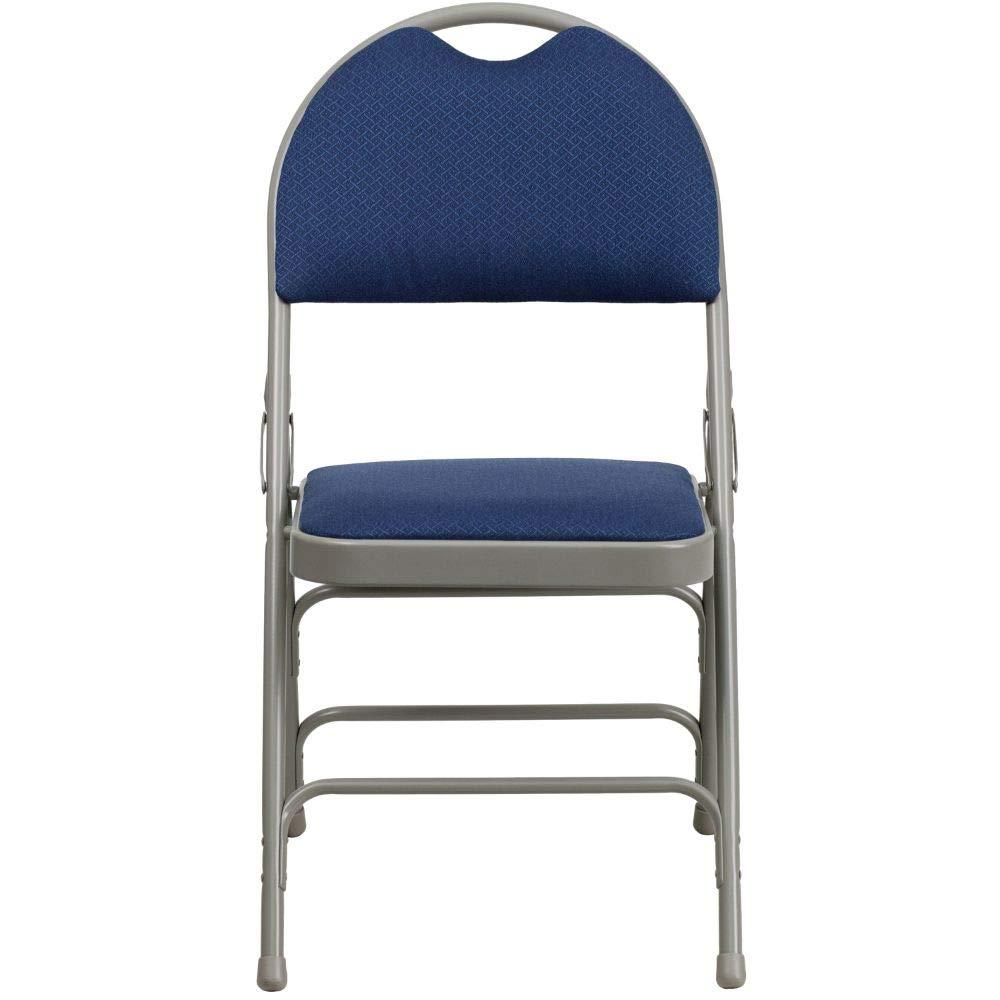 Flash Furniture 2 Pack HERCULES Series Ultra-Premium Triple Braced Navy Fabric Metal Folding Chair with Easy-Carry Handle