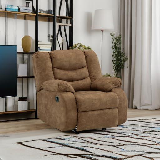 Contemporary Warm Brown Faux Leather Metal Recliner Chair