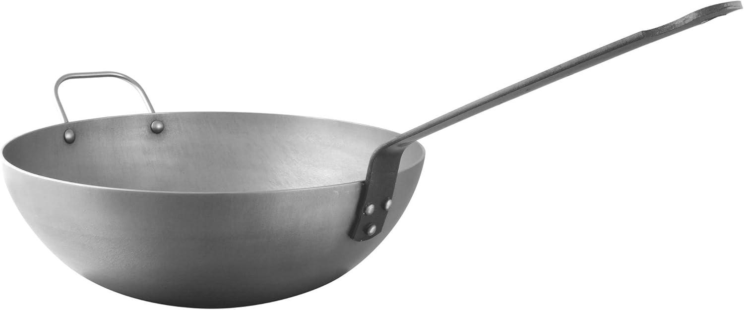 M'Steel Black Carbon Steel 11.8-Inch Wok with Iron Handle