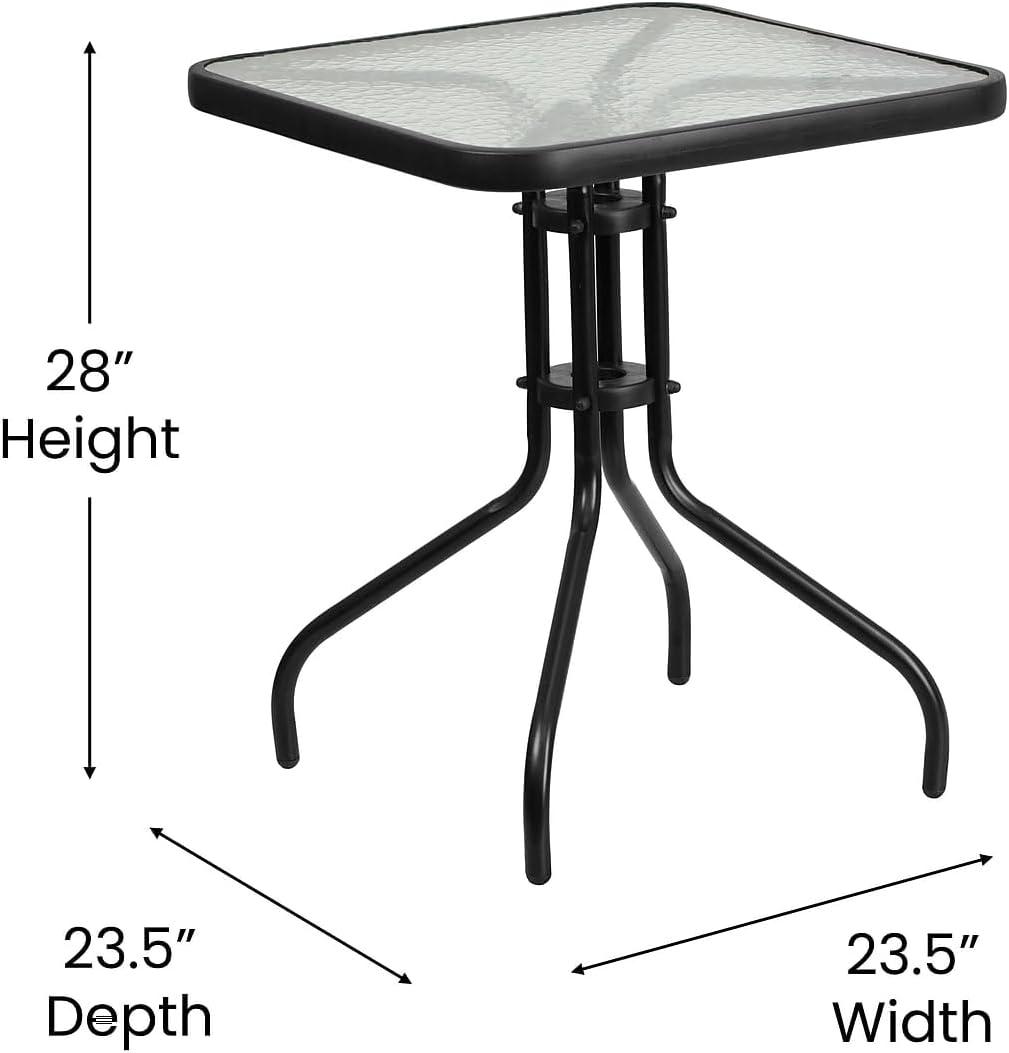 Flash Furniture 23.5'' Square Tempered Glass Metal Table