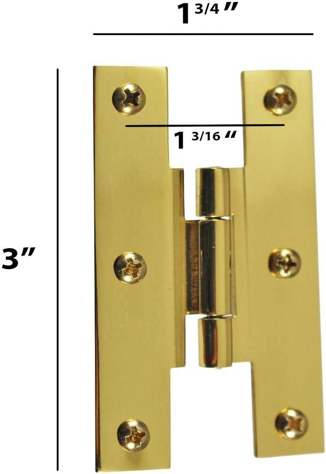 Polished Brass 3" Offset H Cabinet Hinge with Hardware