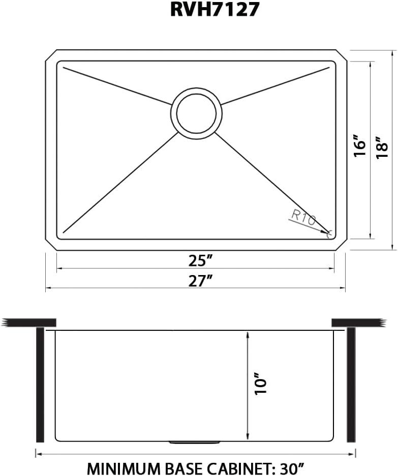 Ruvati Bar Prep Sink Narrow Trough Undermount 16 Gauge Stainless Steel Single Bowl