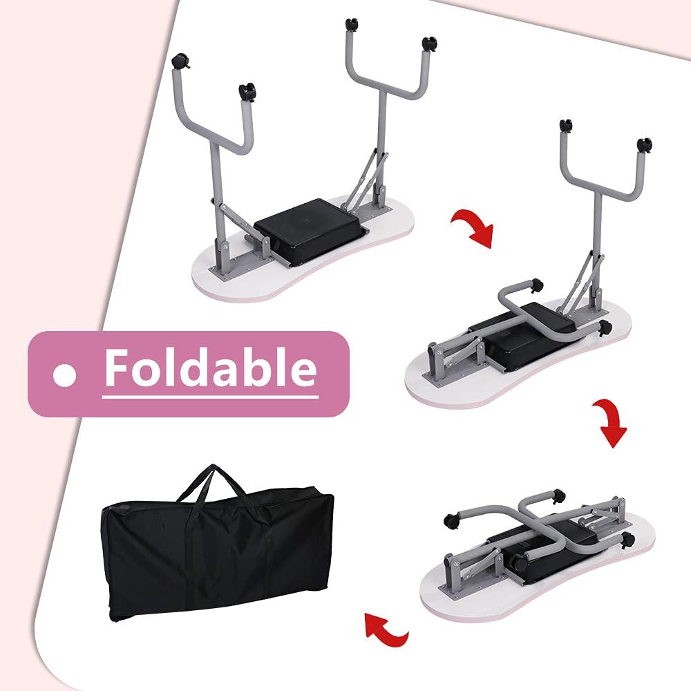 Portable Manicure Table Foldable Nail Desk with Large Drawer Nail Tech Table for Technician Salon Workstation Client Wrist Cushion/Carry Bag/4 Lockable Wheels, 36-inch, Pink