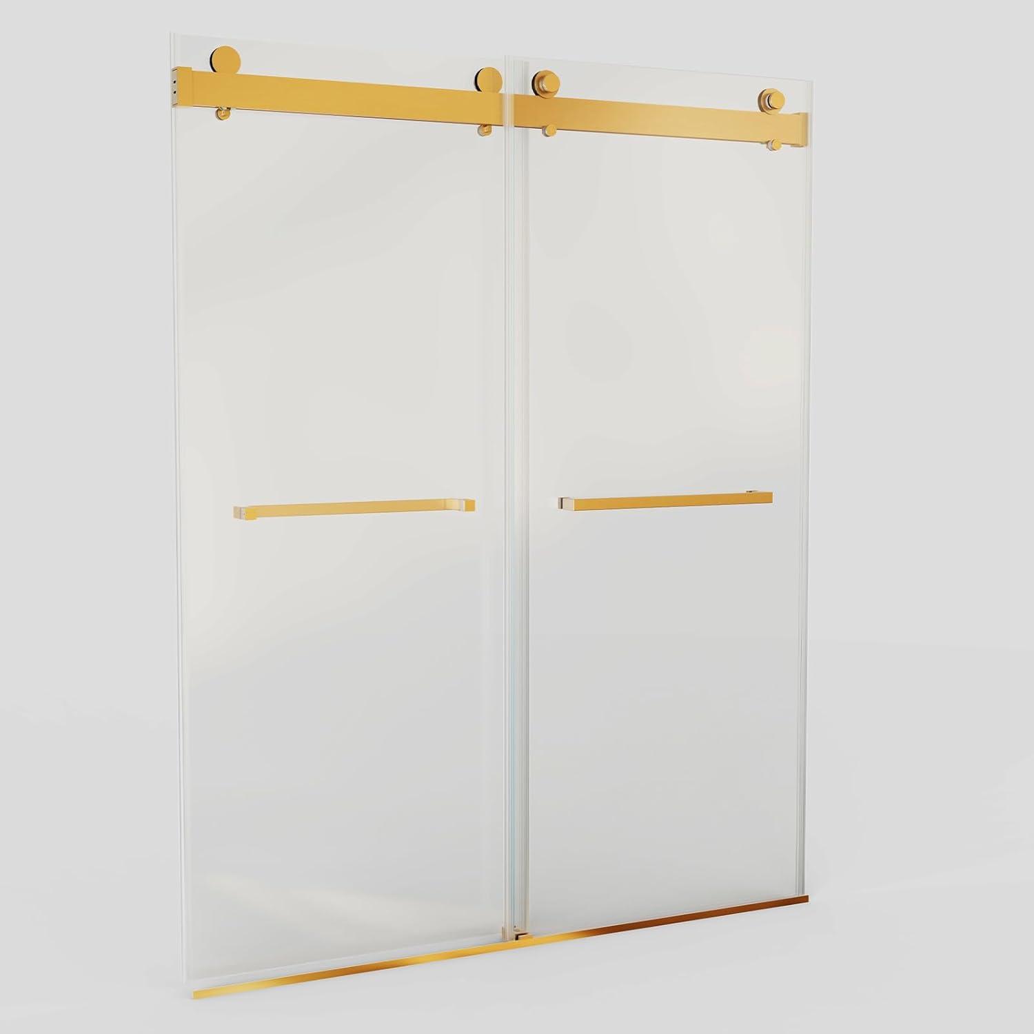 Dimorphos 56-60"W x 76"H Frameless Double Sliding Shower Door with 10mm Tempered Glass Door 11DD161822LL