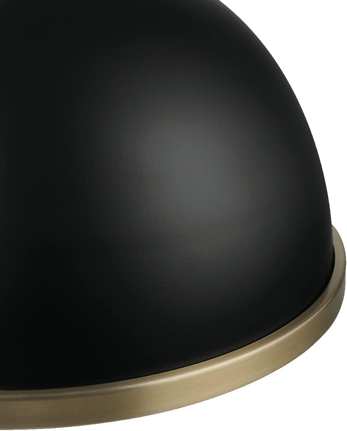 Beckett 10.35" Matte Black and Brass Farmhouse Bowl Ceiling Light