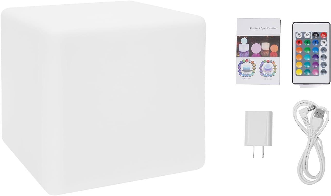 Rechargeable LED Cube Chair, 16 Colors Remote Conctrol Glow Furniture Stool Table with 4 Lighting Modes, LED Fun Seat Furniture Night Light for Home Outdoor Pool Bar Party Deco ﻿ (16 inch)