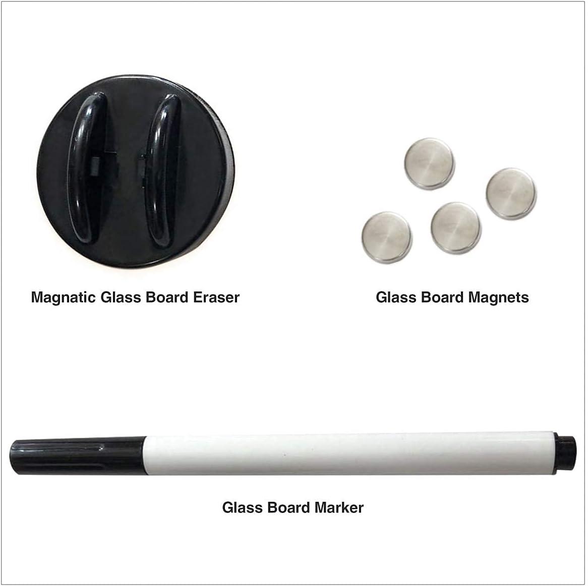 Floating Magnetic Eraser Glass Board 16" X 16" Inches Eased Corners - Black