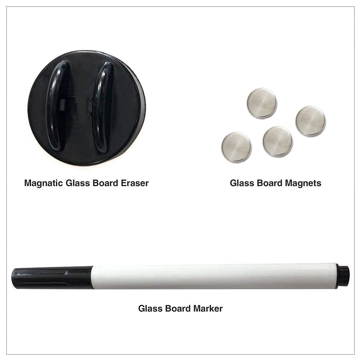 Floating Magnetic Eraser Glass Board 16" X 16" Inches Eased Corners - Black