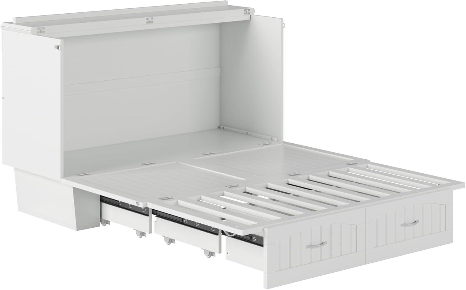 Queen Nantucket Murphy Bed Chest USB Turbo Charger White - AFI