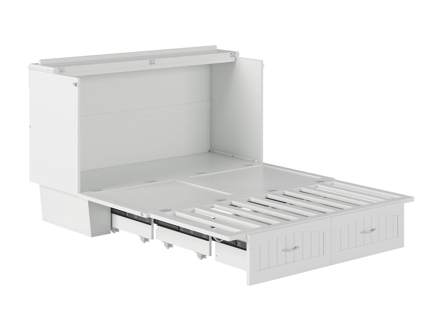 Queen Nantucket Murphy Bed Chest USB Turbo Charger White - AFI