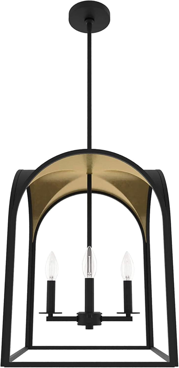 Dukestown Mini 4-Light Lantern Pendant in Black and Gold Leaf