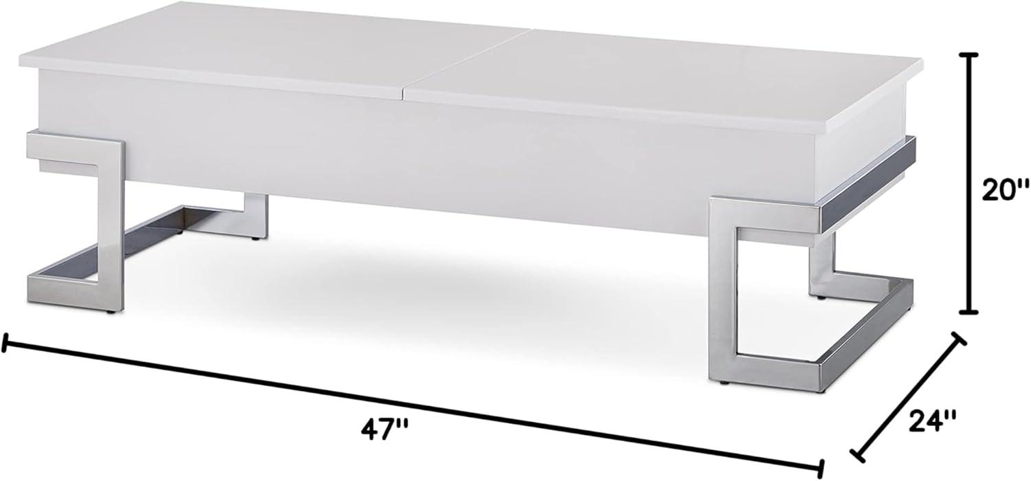 Wooden Coffee Table With Lift Top Storage Space White - Saltoro Sherpi