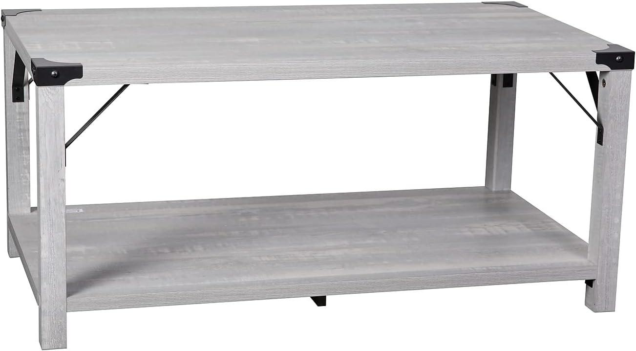 Aspen Gray Modern Farmhouse 2-Tier Rectangular Coffee Table