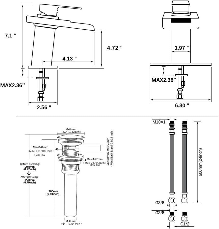 Brushed Nickel LED Waterfall Bathroom Faucet with Pop-Up Drain