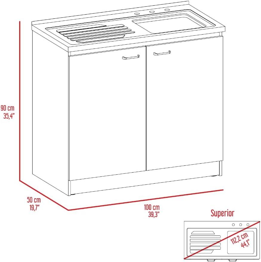 TUHOME Napoles Utility Sink Cabinet With Integrated Steel Sink