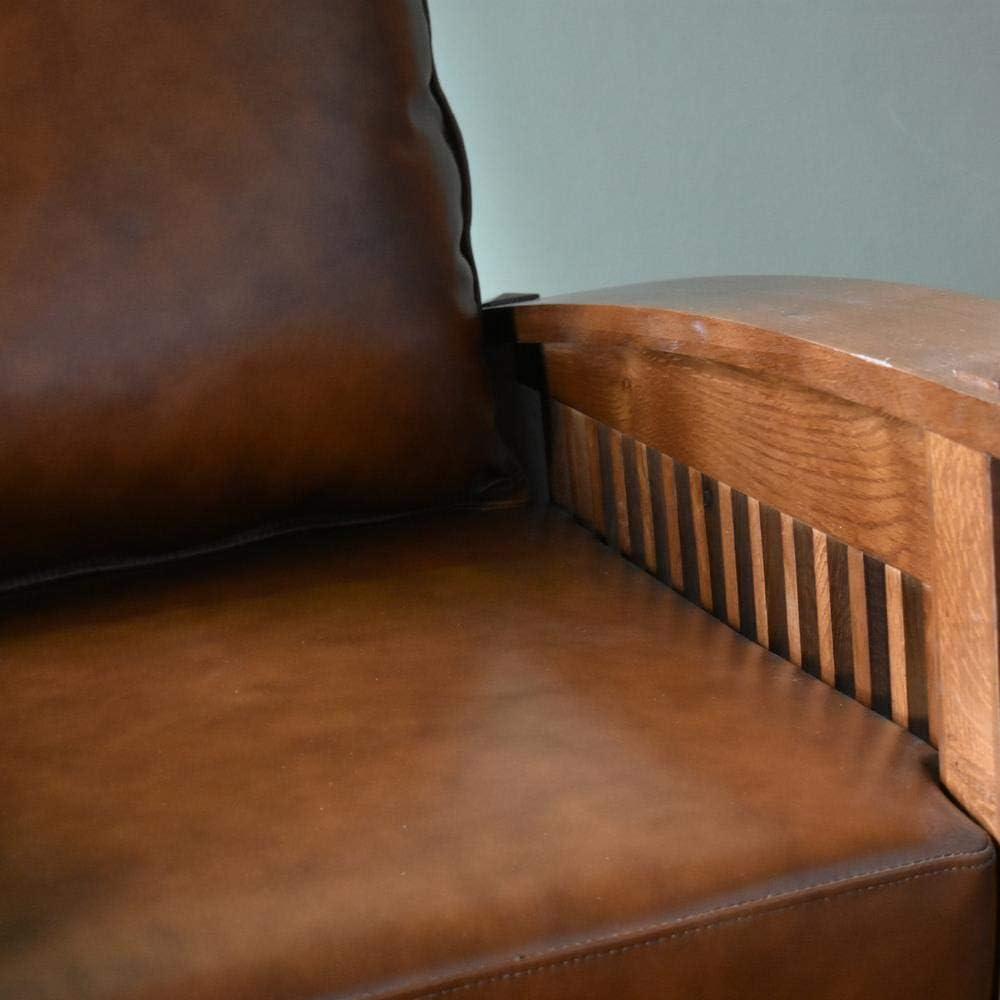 Pemberly Row Contemporary Leather Morris Chair in Reddish Brown