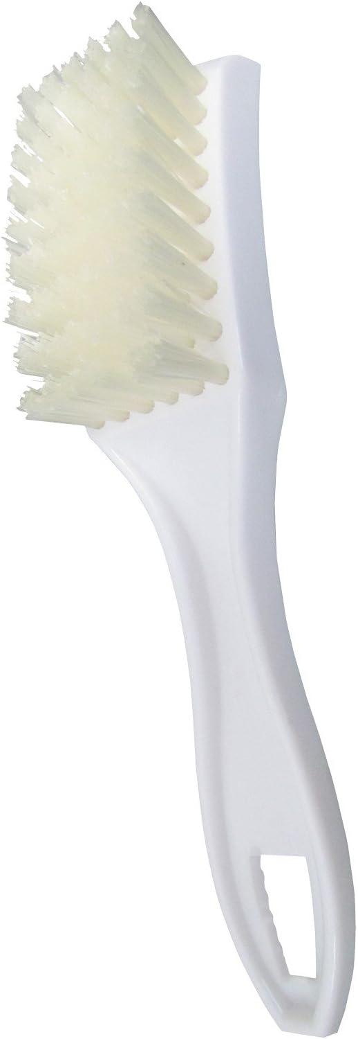 Small White Plastic Utility Brush with Nylon Bristles