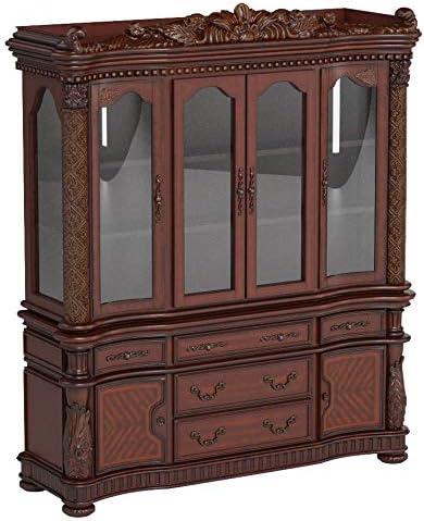 Vendome Cherry Lighted Glass and Wood Curio Cabinet