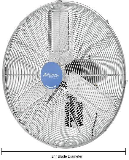 Deluxe Oscillating Wall Mount Fan, 24" Diameter, 1/2HP, 8,650CFM