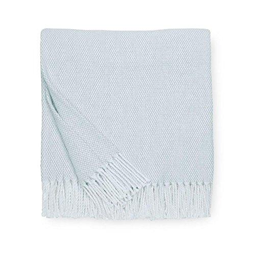 Seagreen Cotton Basket Weave Throw Blanket with Fringes