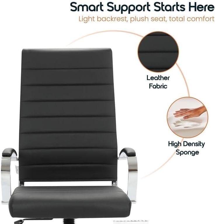 LeisureMod Benmar Modern High Back Leather Office Chair with Adjustable Height, Swivel Base, Ergonomic Design for Home Office, Study, or Workspace