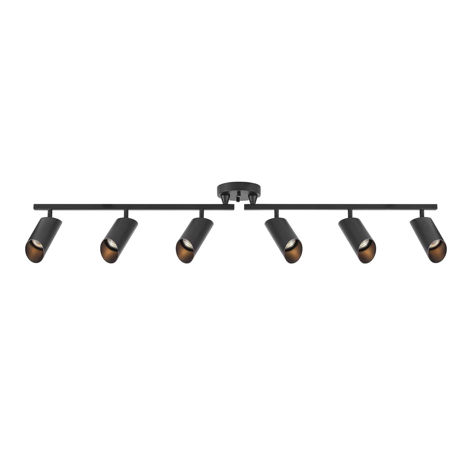 Modern 3.8 ft. Matte Black Foldable Hard Wired Indoor Track Lighting Kit with Adjustable Step Heads