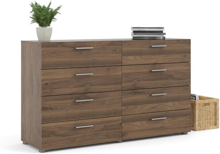 Tvilum Loft 8 Drawer Double Dresser for Adults, Walnut