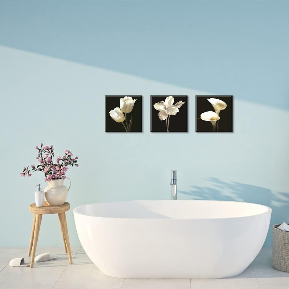 SPA Wall Art Decor for Bedroom, SZ Still Life Canvas Prints of Blue Sands, Candles & Stones, Massage Treatment Pictures (Waterproof Artwork, 1" Thick, Bracket Mounted Ready to Hang)