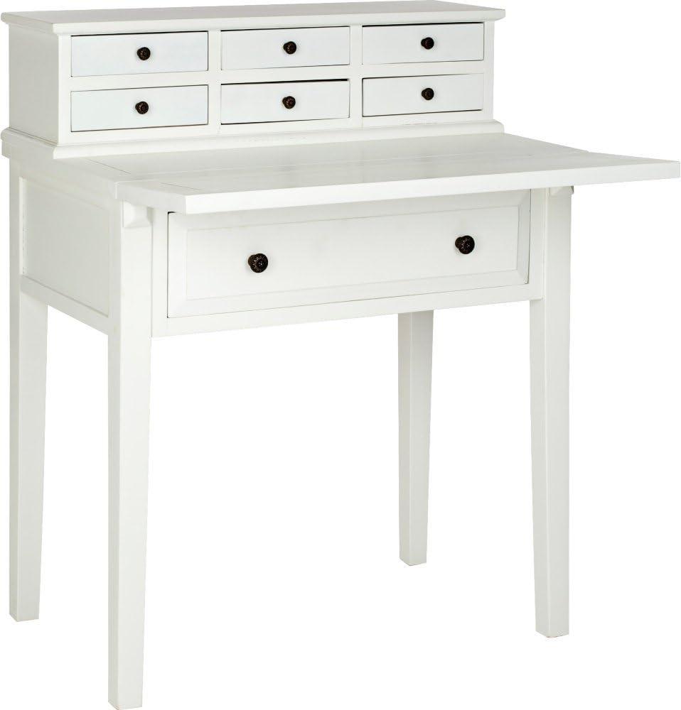 Transitional Black Wood Desk with 7 Drawers and Foldable Top