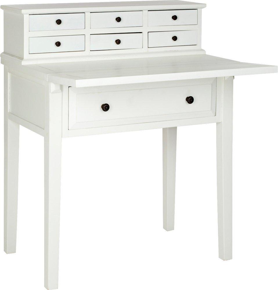 Transitional Black Wood Desk with 7 Drawers and Foldable Top