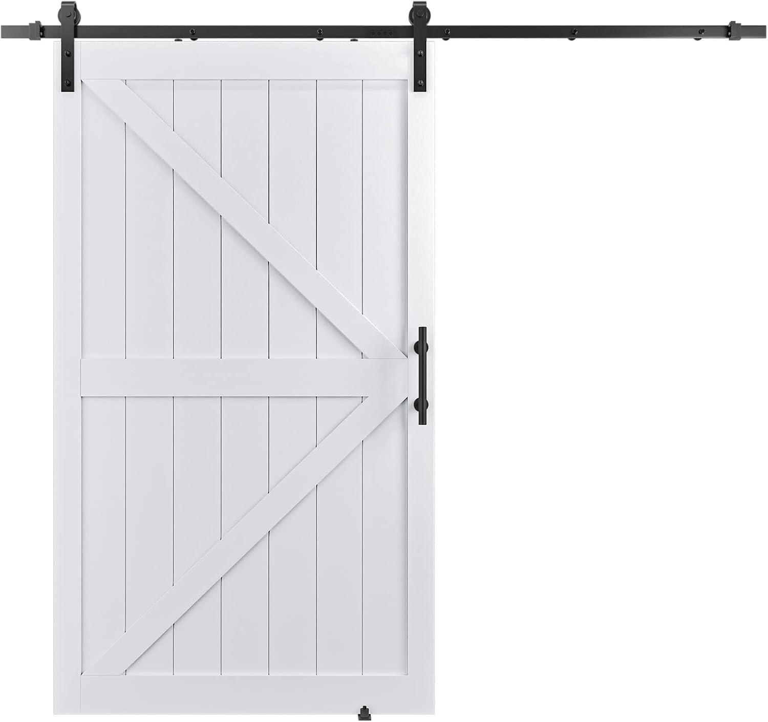 LDB_BUILDING Manufactured Paneled Wood Prefinished Barn Door with Installation Hardware Kit