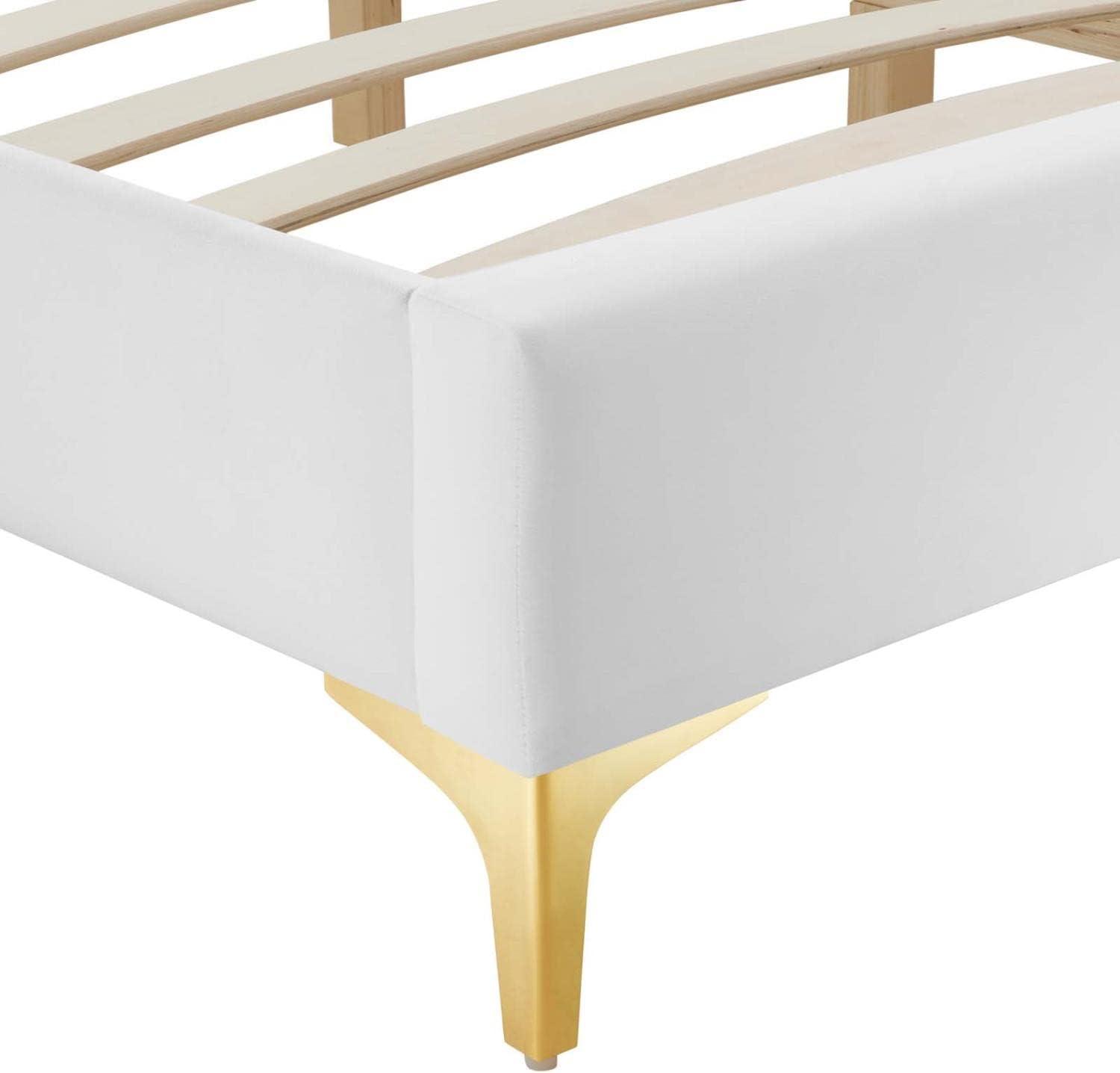 Modway Sutton King Performance Velvet Bed Frame in White