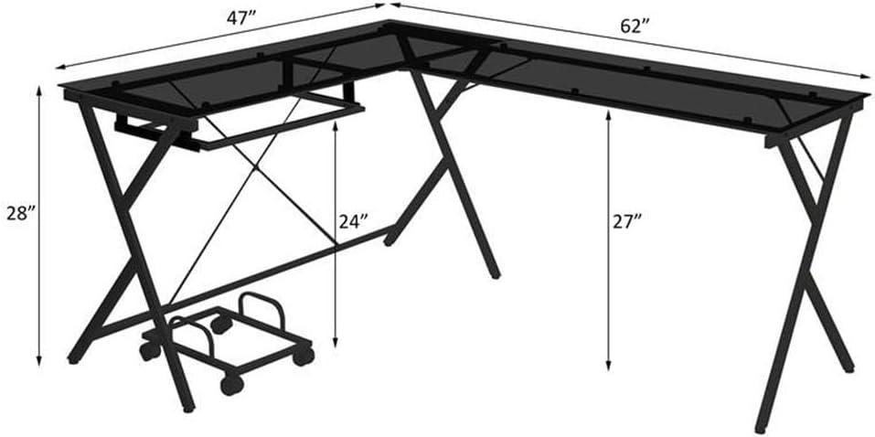 Dazenus Computer Desk in Black Glass & Black Finish OF00046