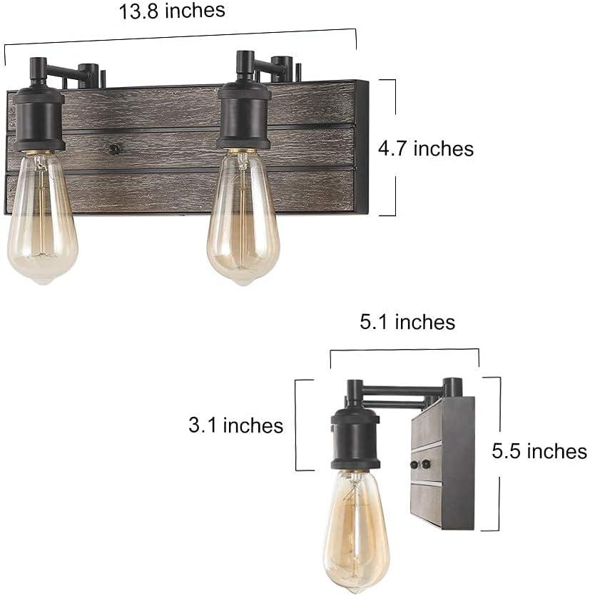 LNC 2-Light Vanity Lights Rustic Wall Sconces Wood Indoor Wall Lights