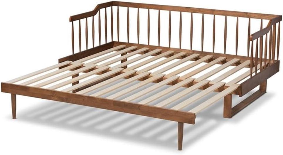 Twin to King Muriel Expandable Spindle Daybed Walnut - Baxton Studio: Contemporary Unupholstered, No Box Spring Needed
