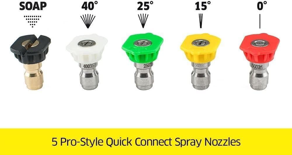 Karcher Universal 5 Pack Spray Nozzle Tips Kit for Pressure Washers, 4000 PSI, Quick Connect