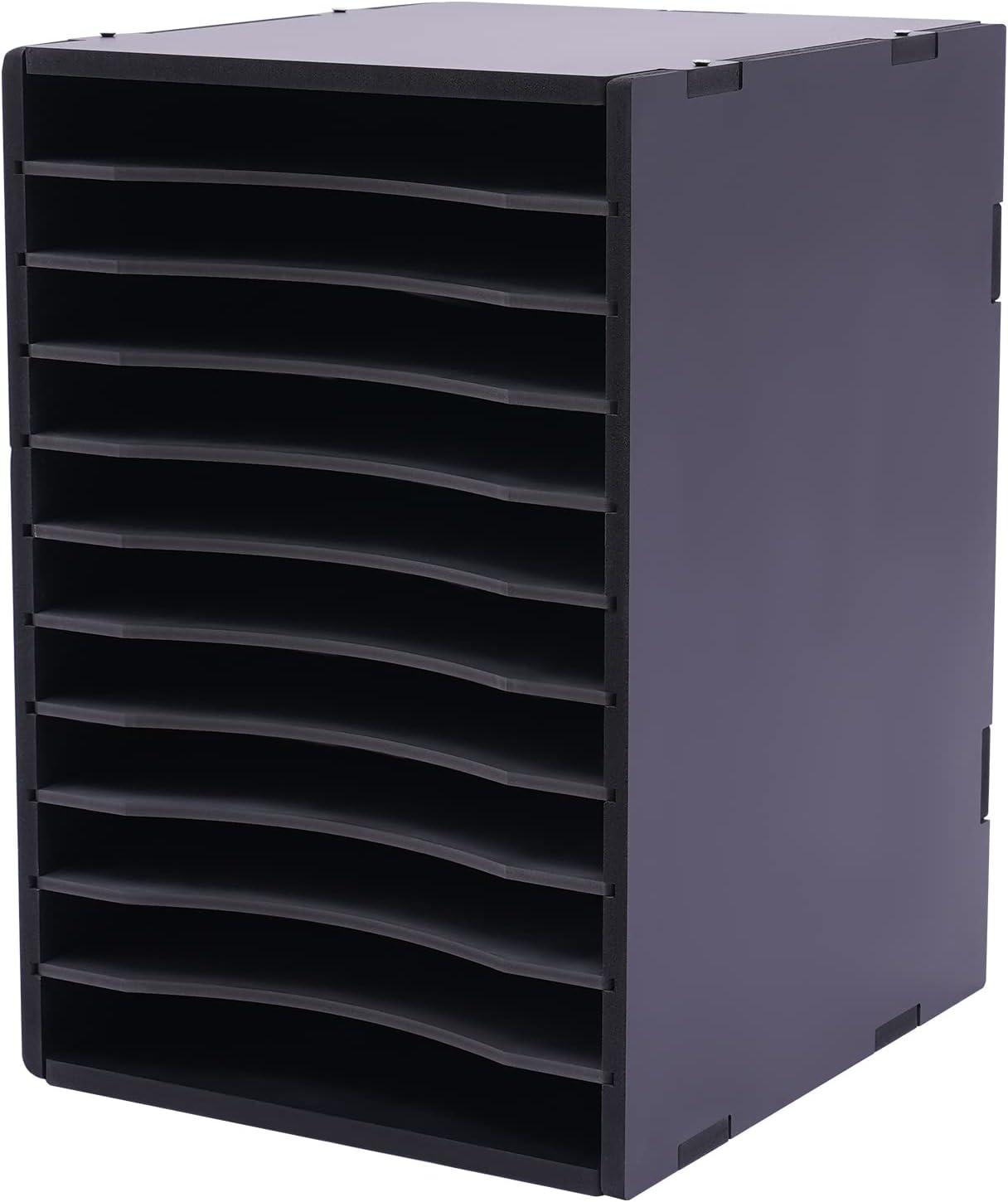 AdirOffice 500 Series 11 Compartment Wooden Literature Organizer 10.75" x 11.8" Black (500-11-BLK)