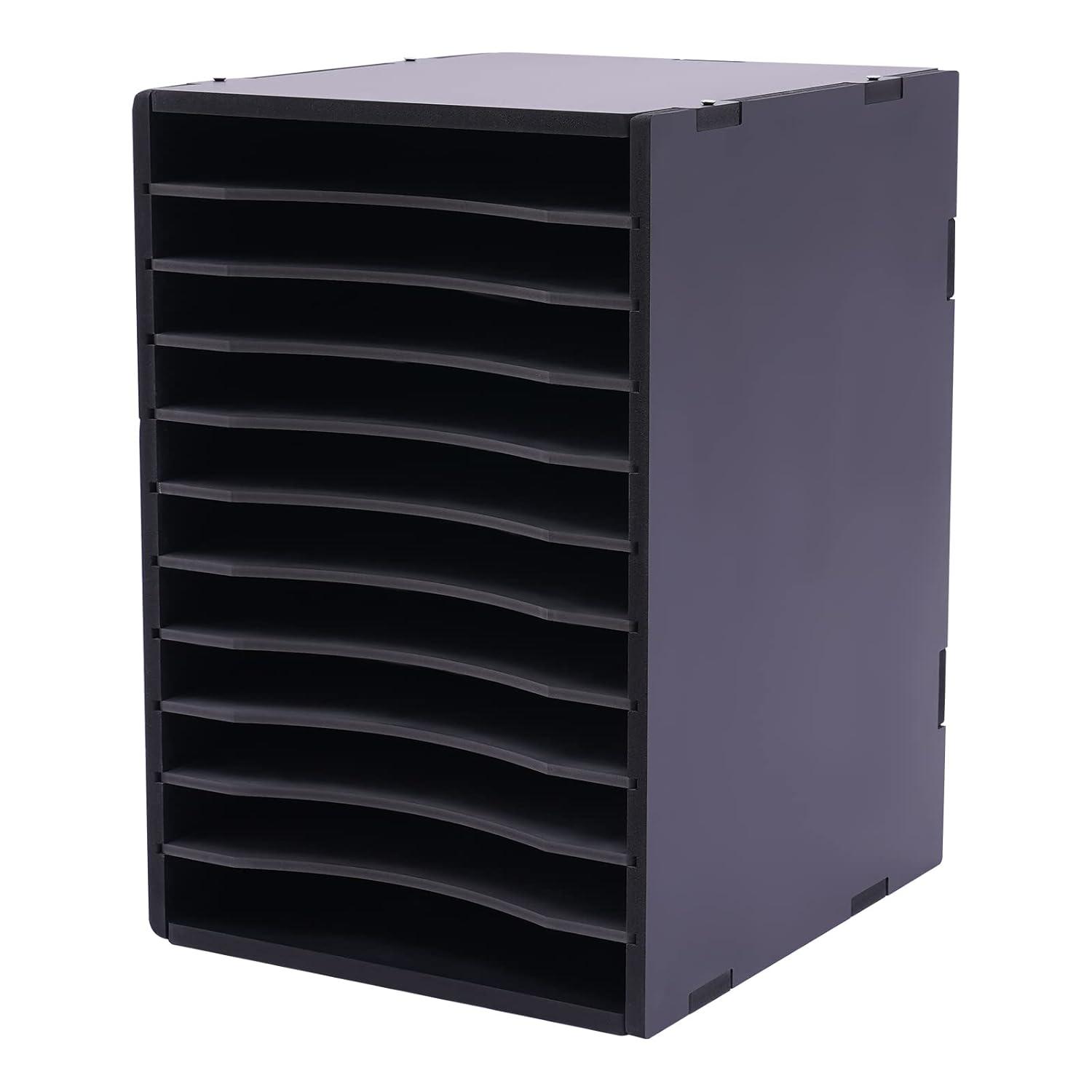 AdirOffice 500 Series 11 Compartment Wooden Literature Organizer 10.75" x 11.8" Black (500-11-BLK)